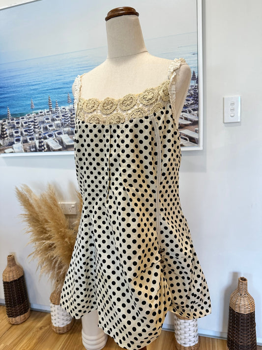 Carl Opik - Grungy Blouse - EU 44 (Large) - Beige with black polka dots - Made in France