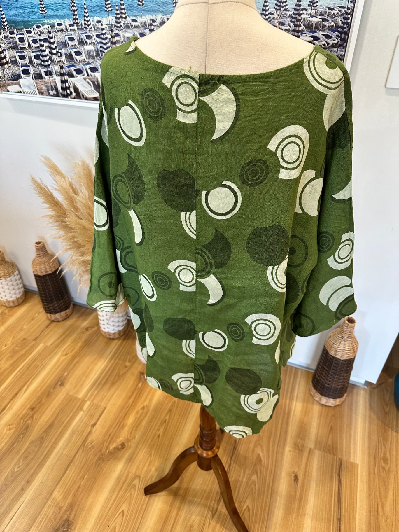 New Collection Blouse - Medium / Large - Green - 100% Linen