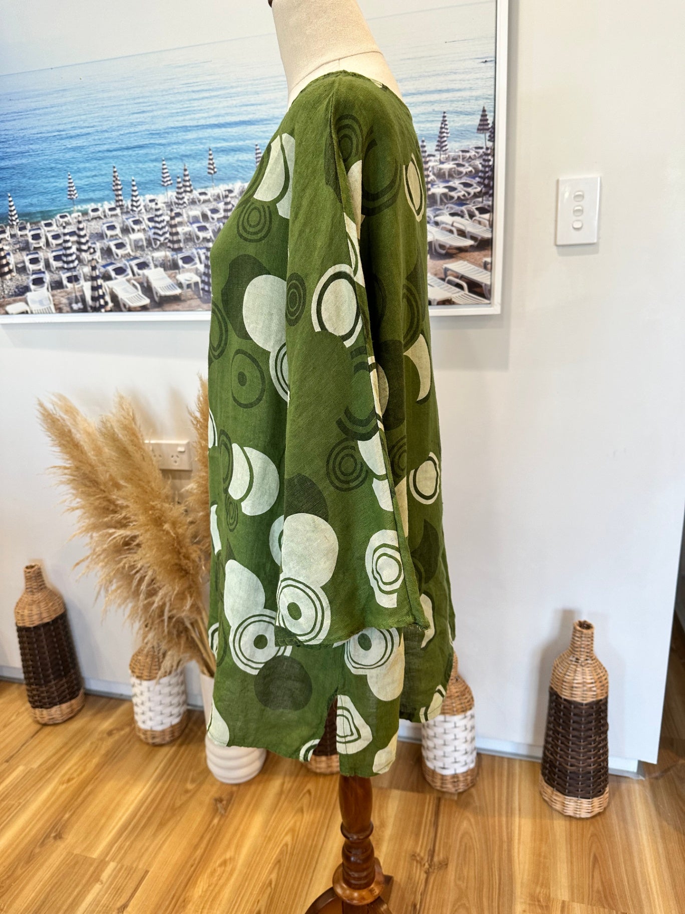 New Collection Blouse - Medium / Large - Green - 100% Linen