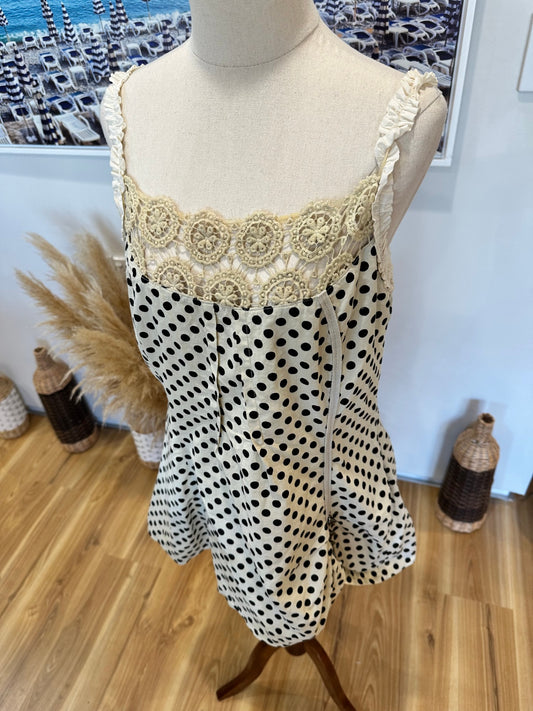 Carl Opik - Grungy Blouse - EU 44 (Large) - Beige with black polka dots - Made in France