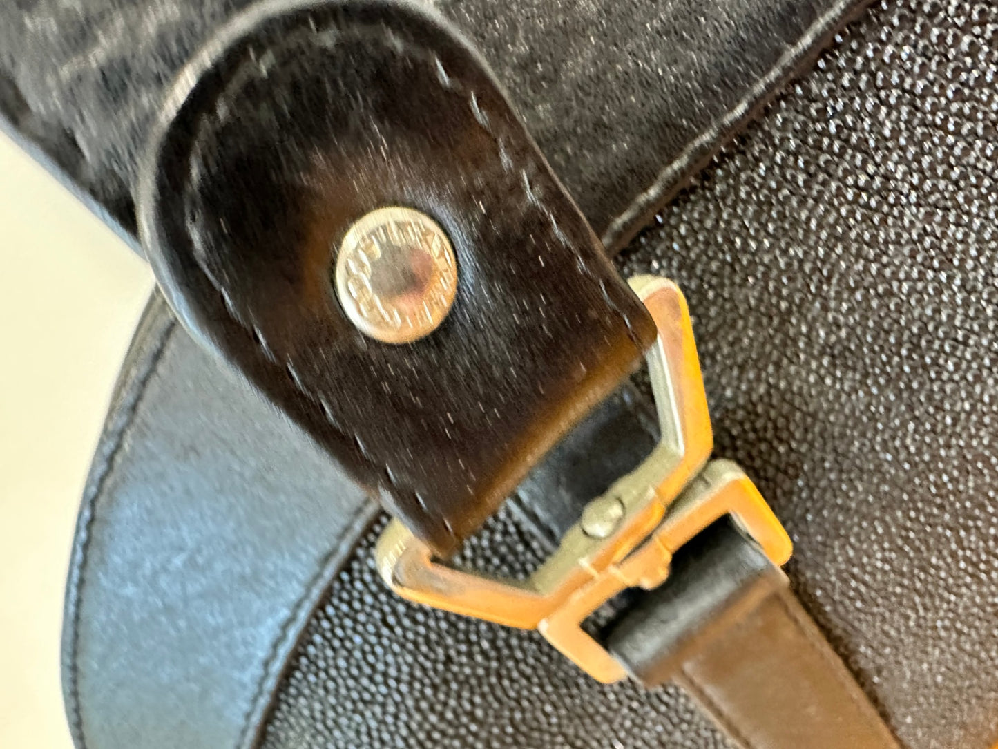 [SALE] Leather Handbag - Black  w Snake Eyes feature - Note flaw on strap