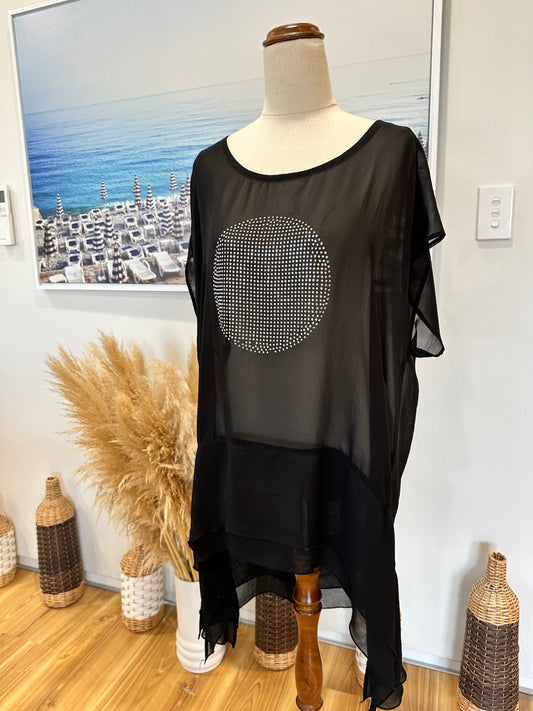 Cashews - Black blouse with Diamante feature [New without tags]