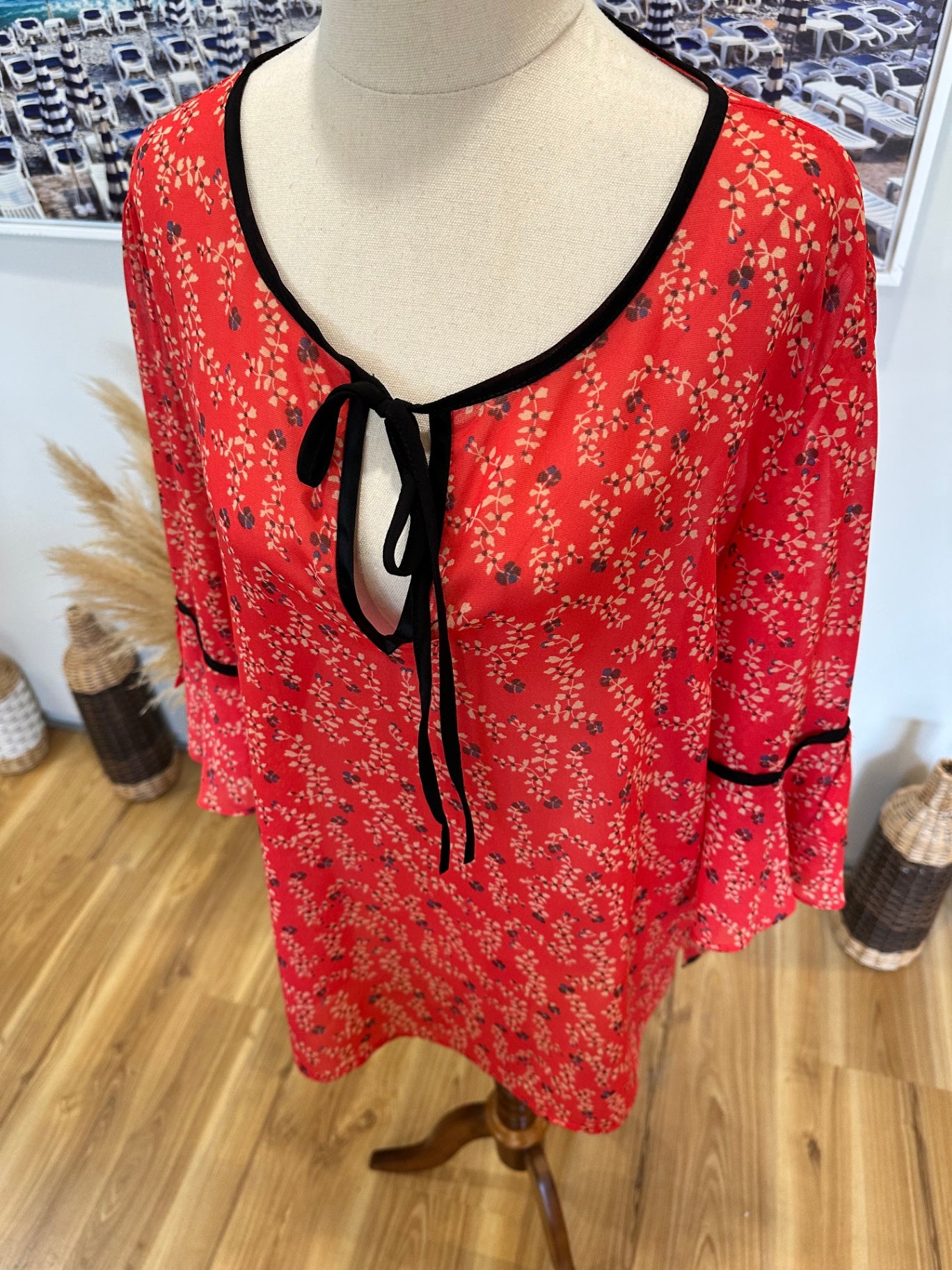 Merric - Bohemian Blouse - Size 18 - Cherry Red