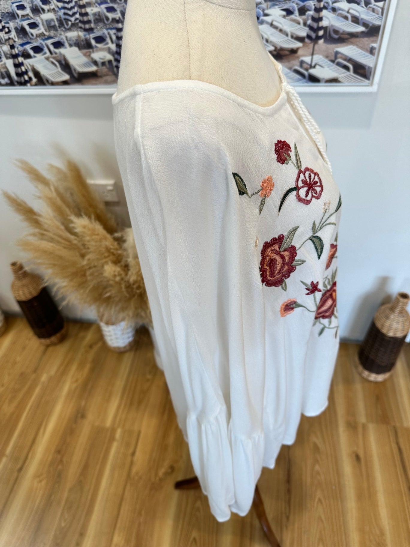 Dotti - Bohemian Blouse - Size 14 - White & Orange