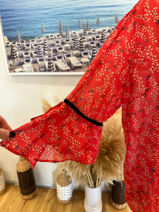 Merric - Bohemian Blouse - Size 18 - Cherry Red