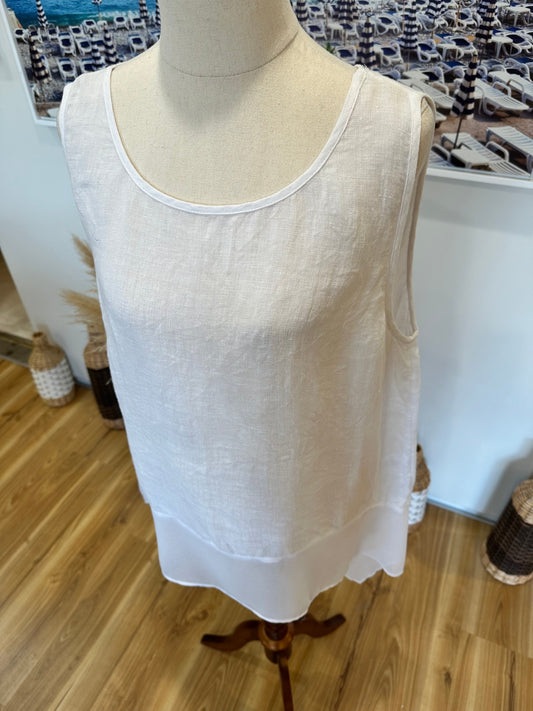 [SALE] Soeur - Blouse - Large - Cream / White - 100% Linen