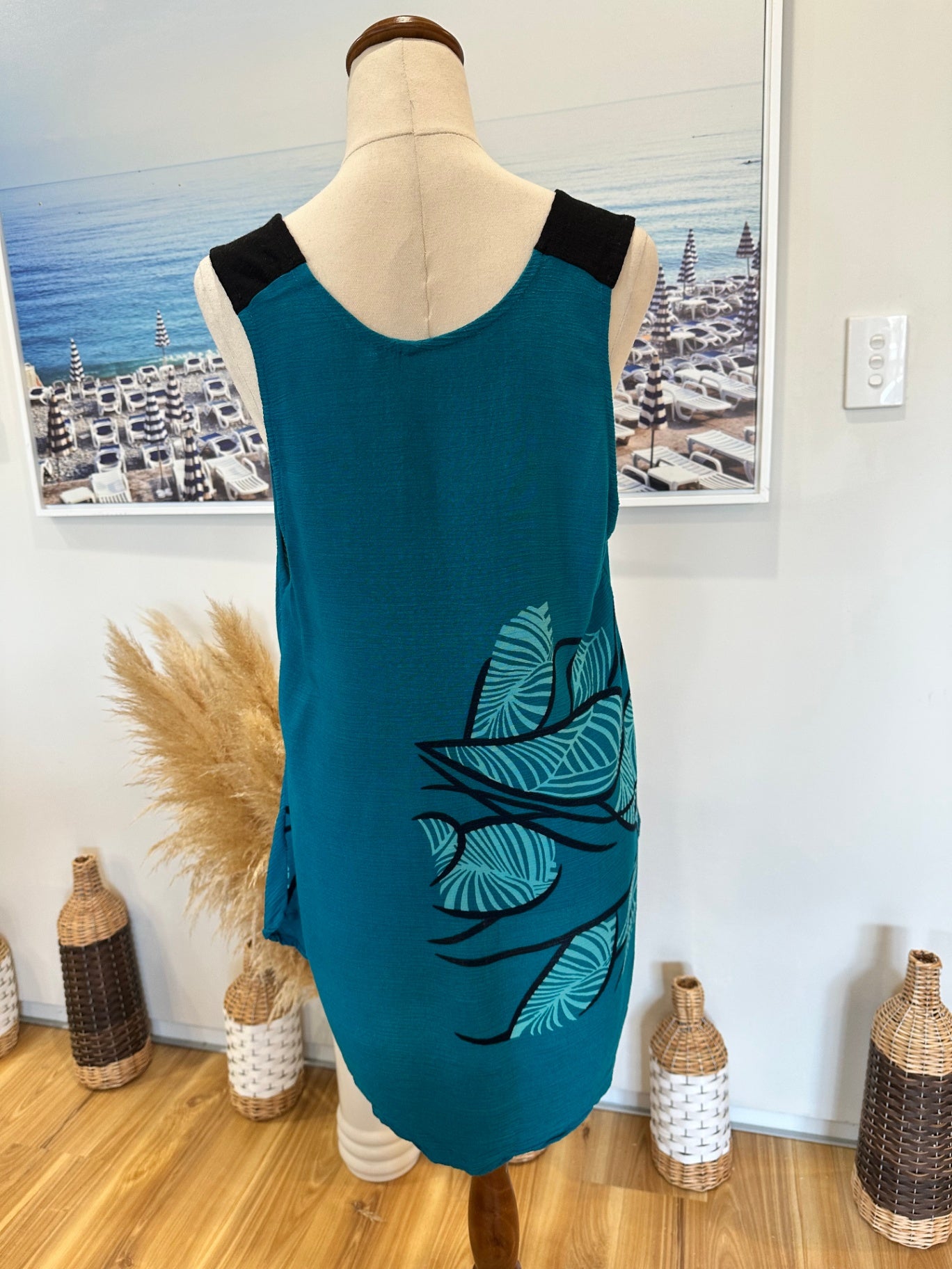 [SALE] Tropical Singlet - Turquoise + Black - Extra Large