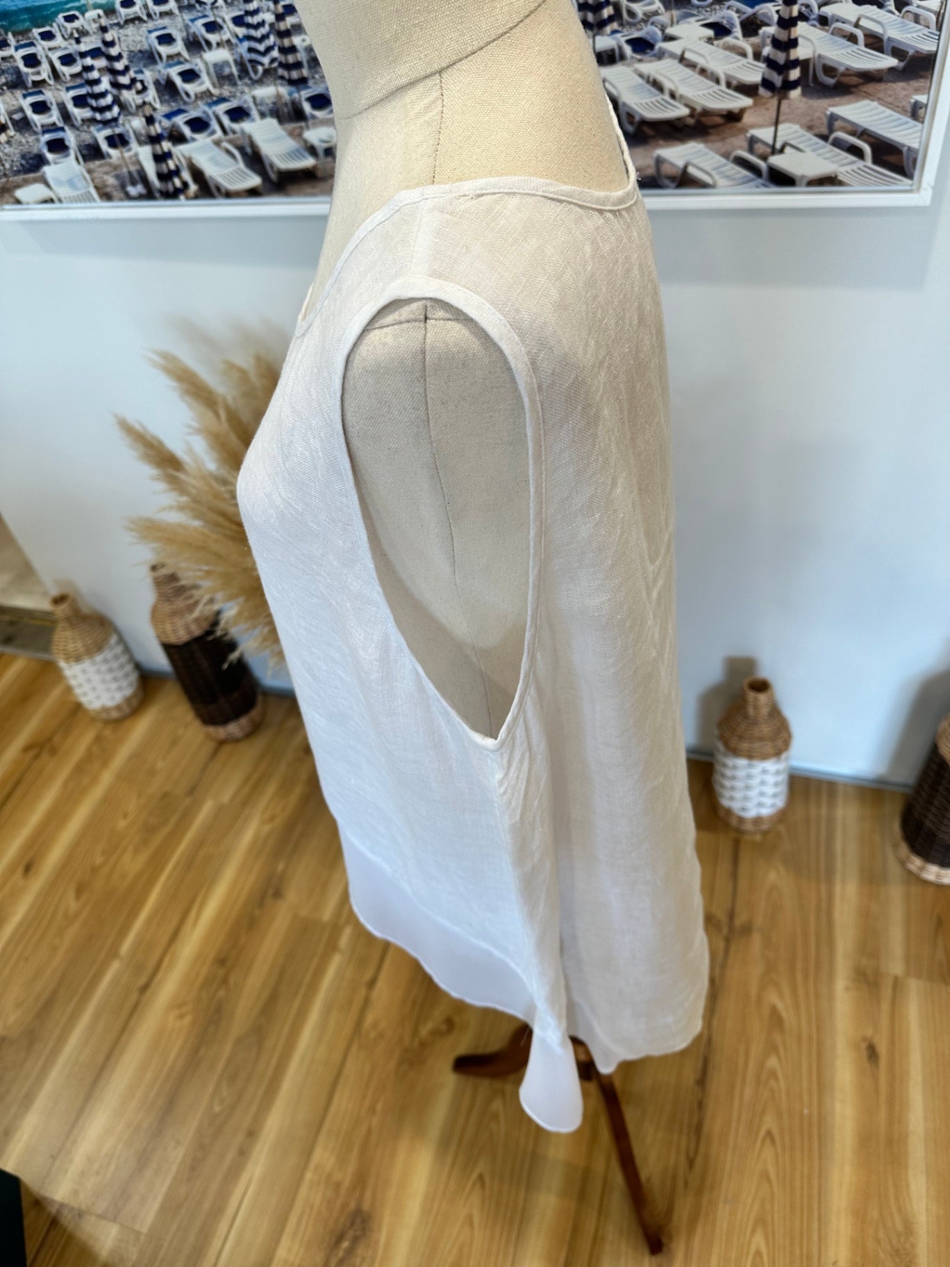 [SALE] Soeur - Blouse - Large - Cream / White - 100% Linen