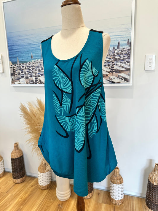 [SALE] Tropical Singlet - Turquoise + Black - Extra Large