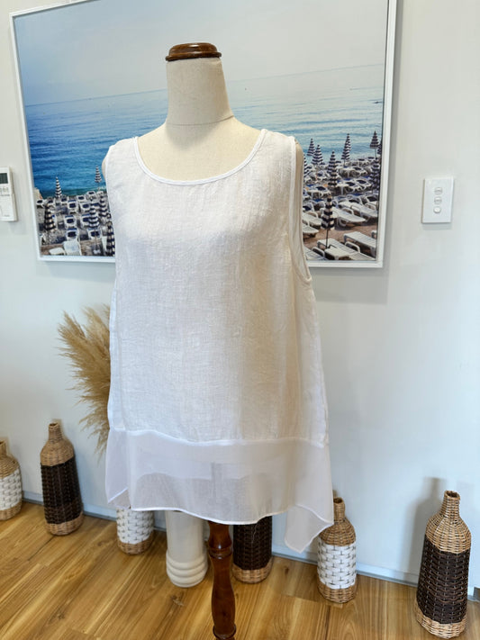 [SALE] Soeur - Blouse - Large - Cream / White - 100% Linen