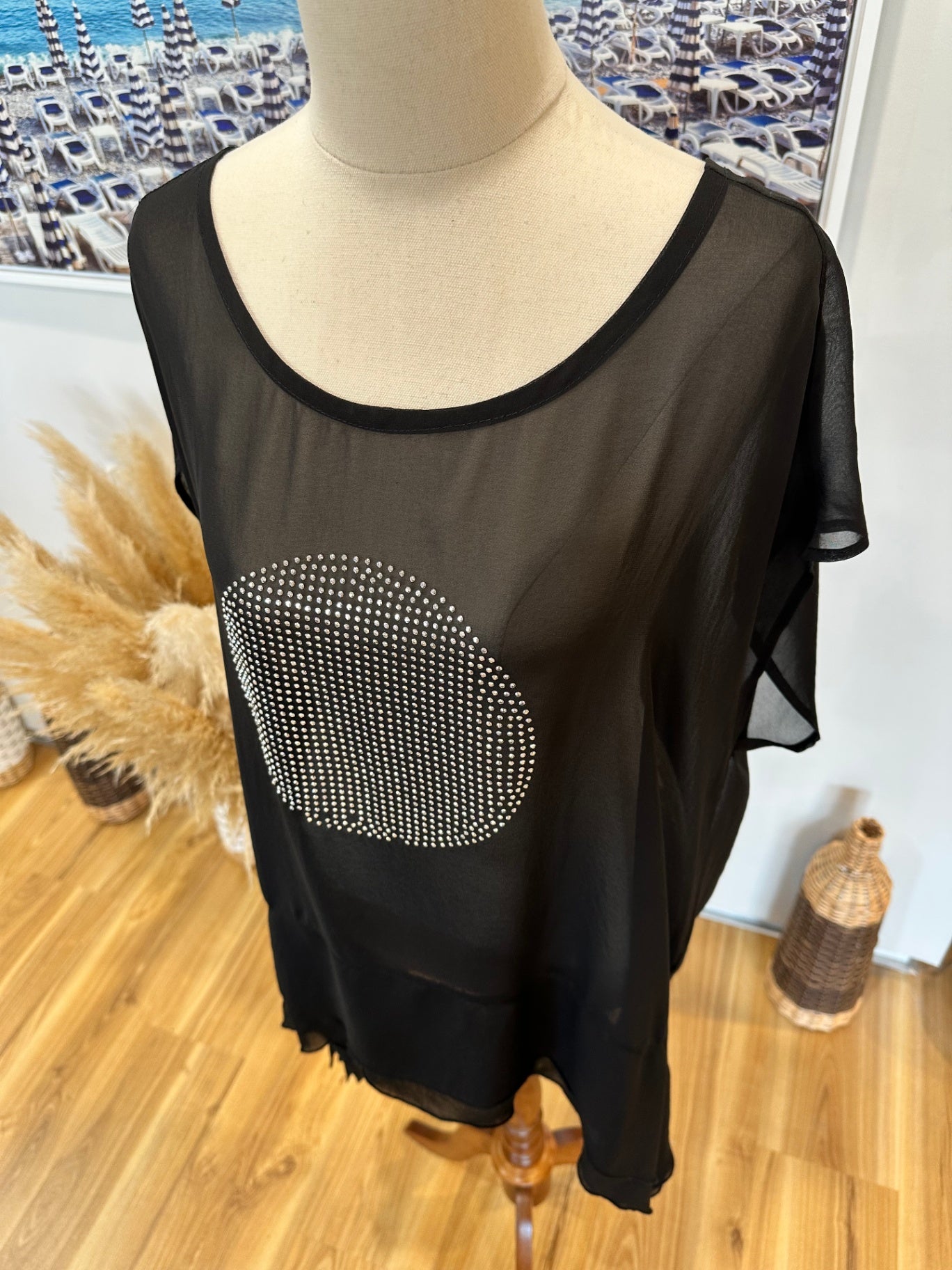 Cashews - Black blouse with Diamante feature [New without tags]