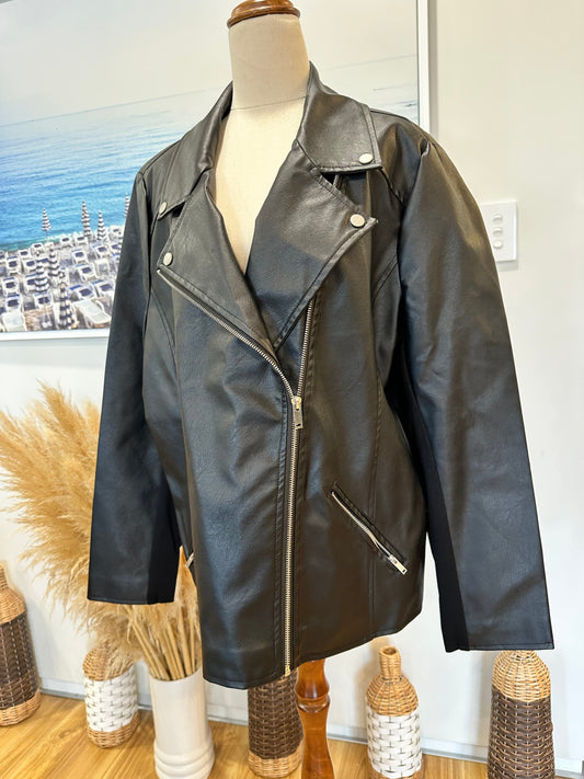 Faux Leather Jacket - Black - Size 18 [New without tags]