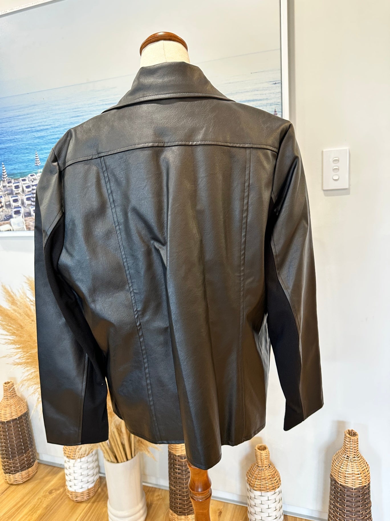 Faux Leather Jacket - Black - Size 18 [New without tags]