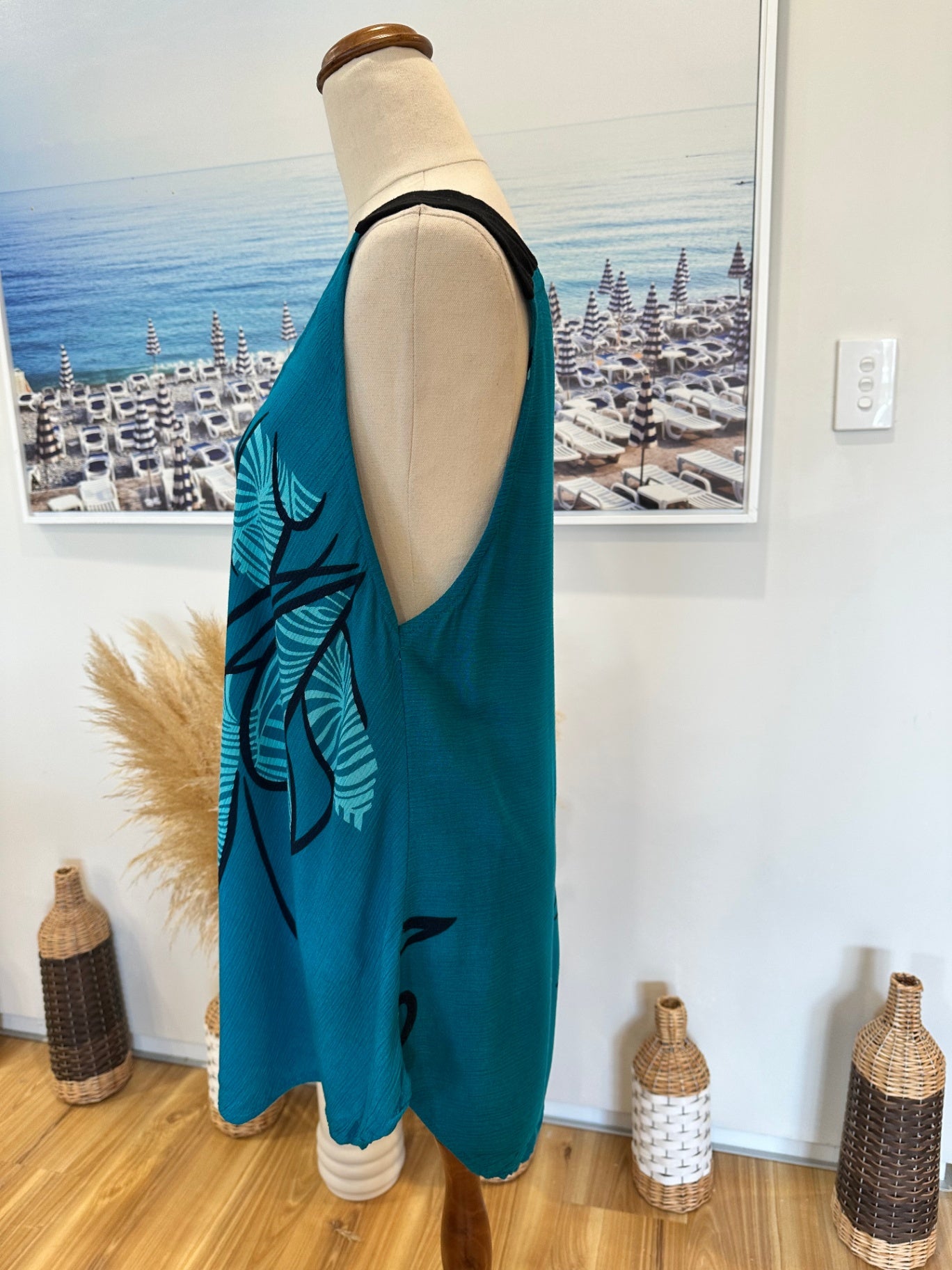 [SALE] Tropical Singlet - Turquoise + Black - Extra Large