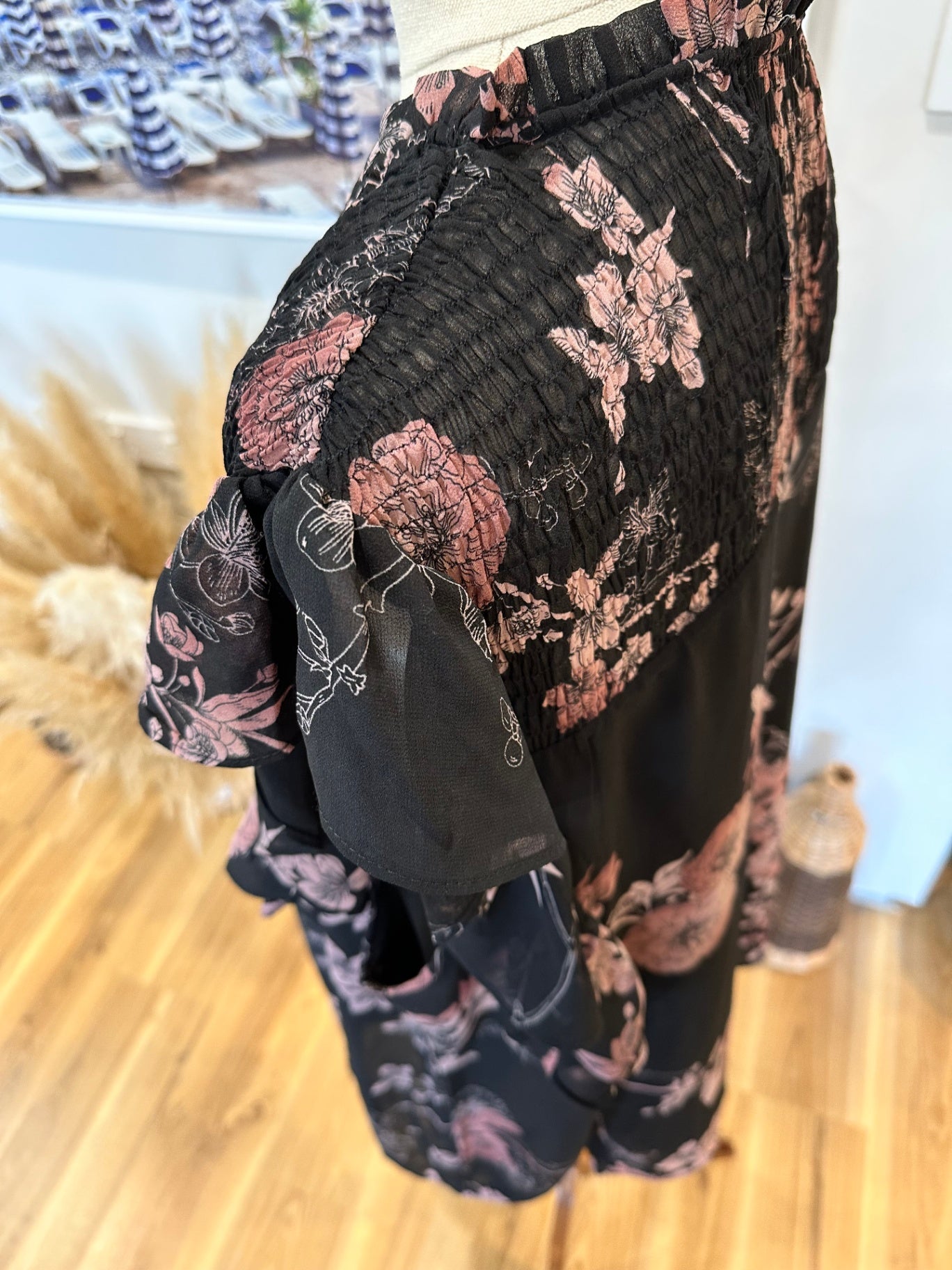 City Chic - Blouse - Size 18 - Black with pink floral pattern [New without tags]