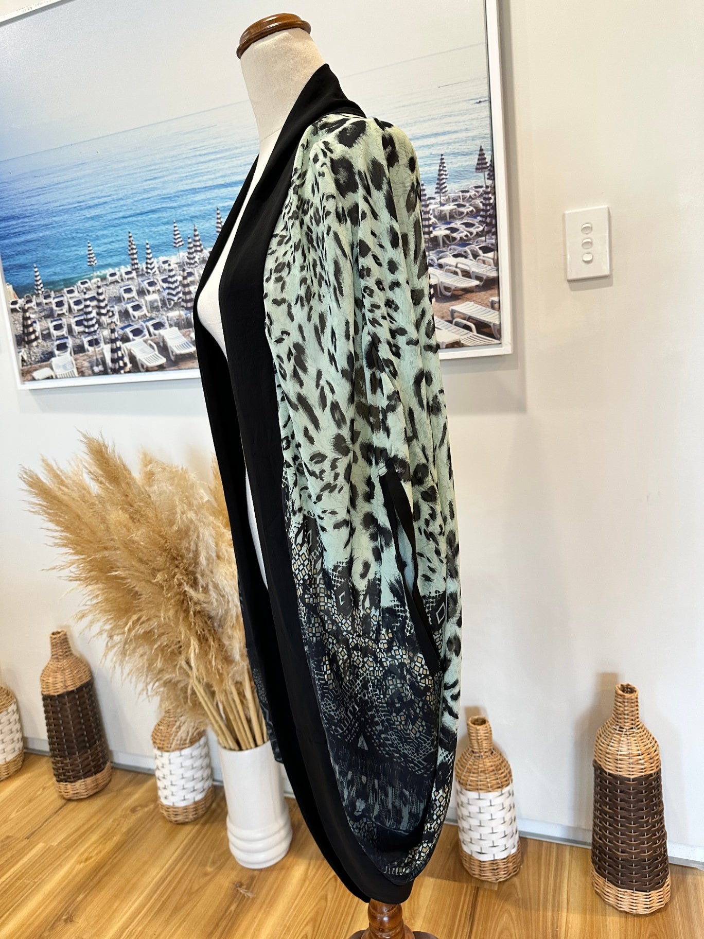 [SALE] IvyBlu Kimono - One Size - Bohemian Green, Black, and Beige patterns [New without tags]
