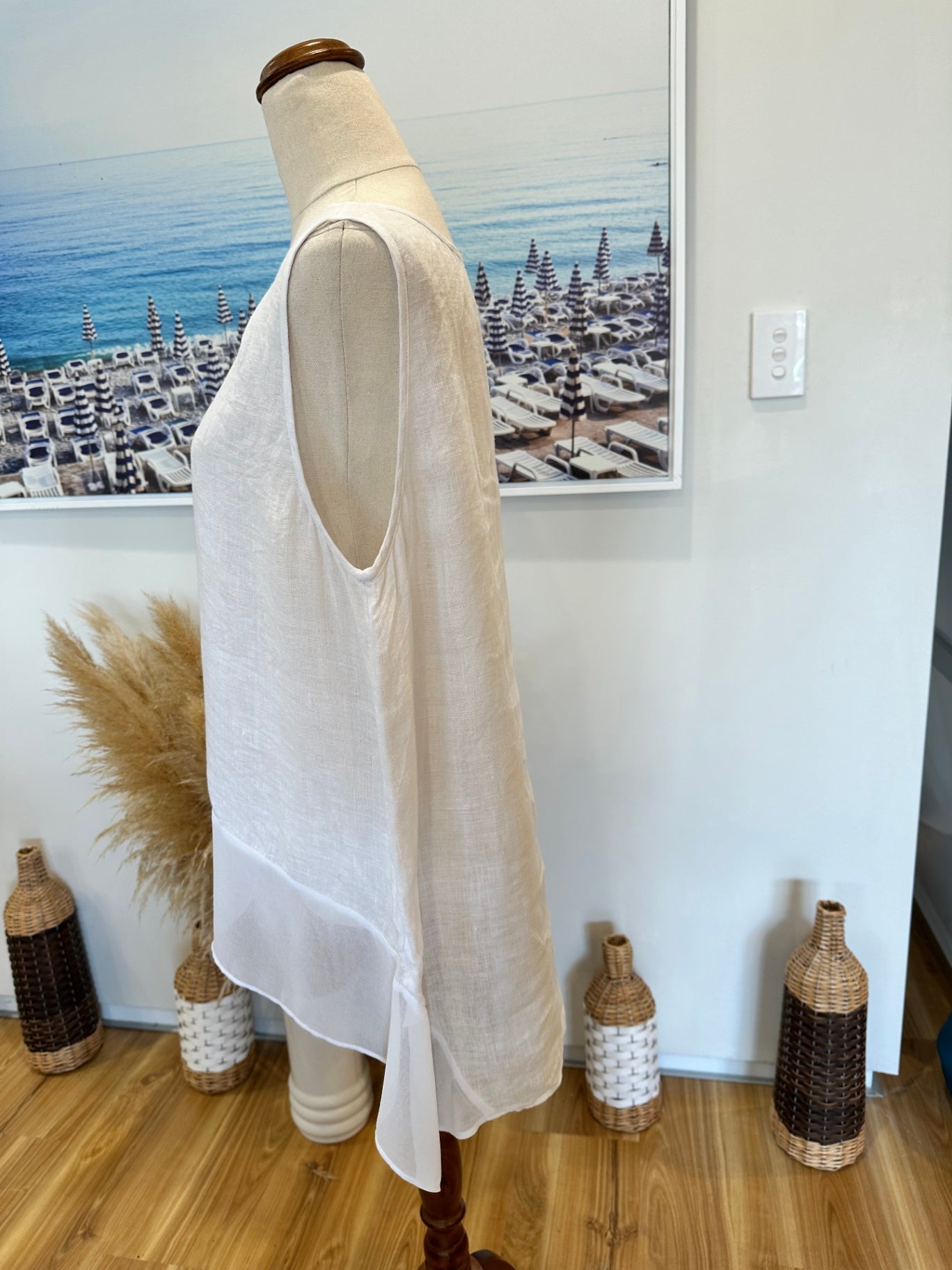 [SALE] Soeur - Blouse - Large - Cream / White - 100% Linen