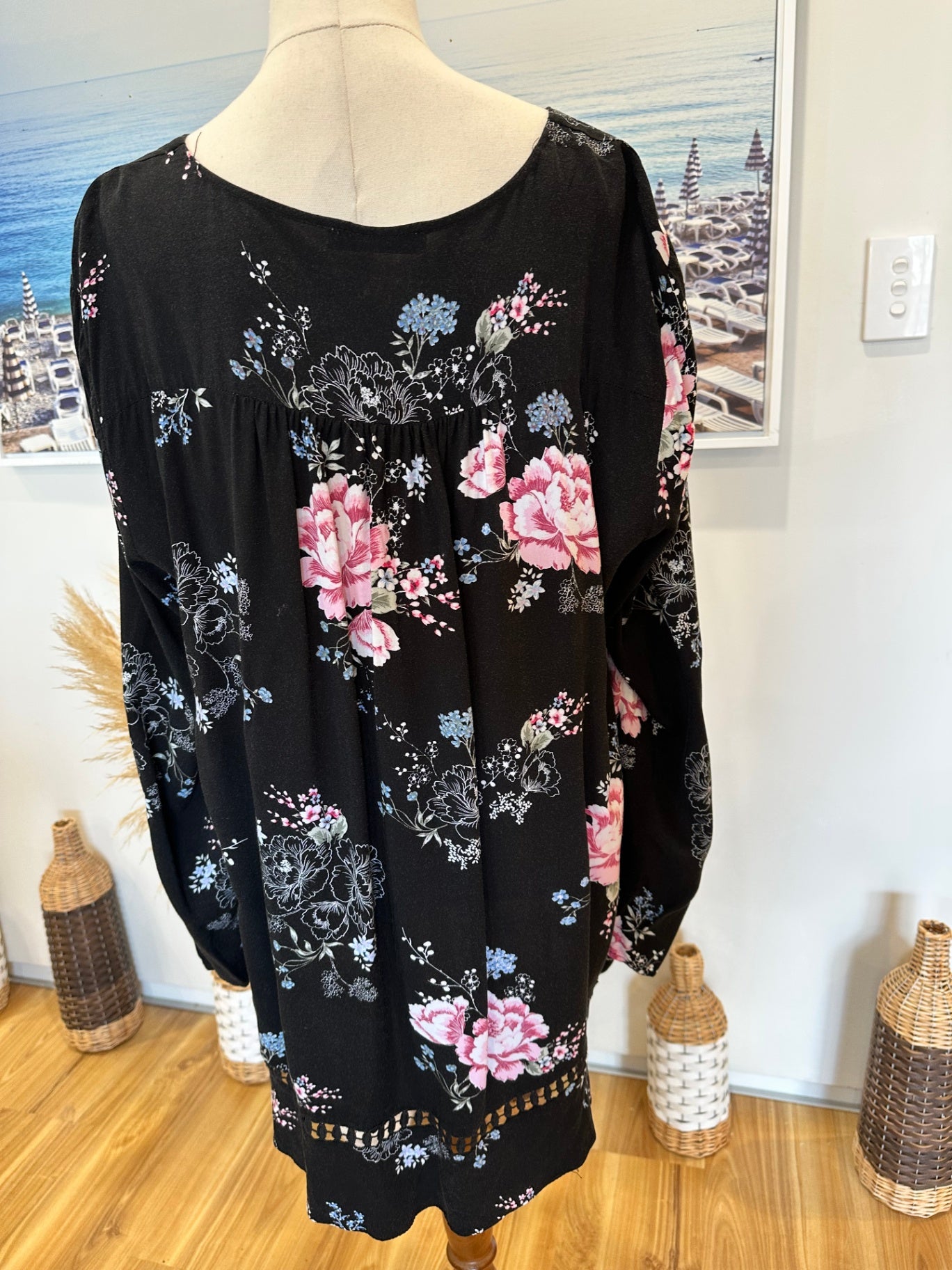 [SALE] Just Jeans - Blouse - Size 14 - Black with floral print