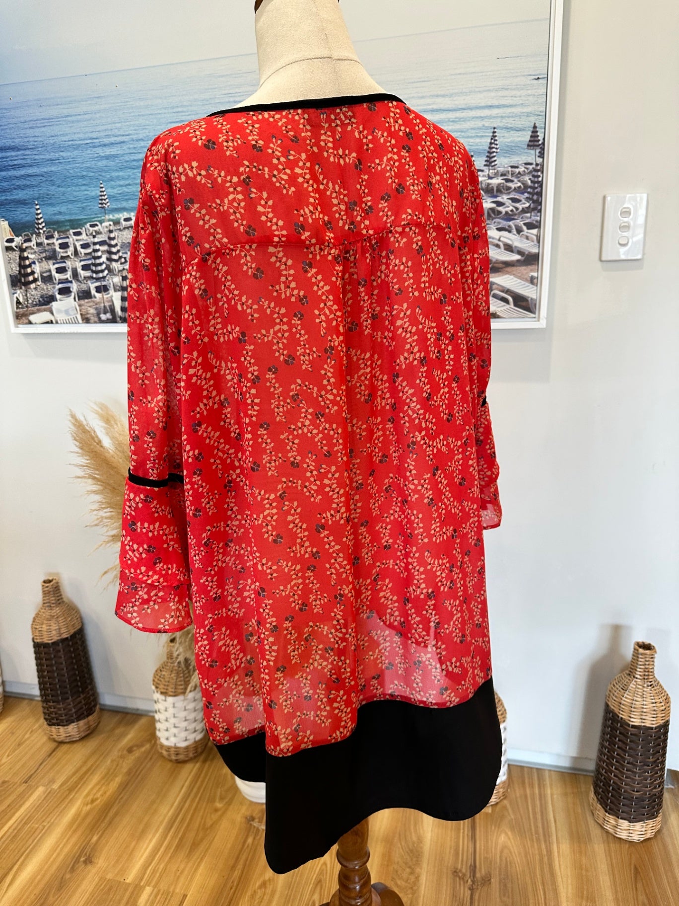 Merric - Bohemian Blouse - Size 18 - Cherry Red