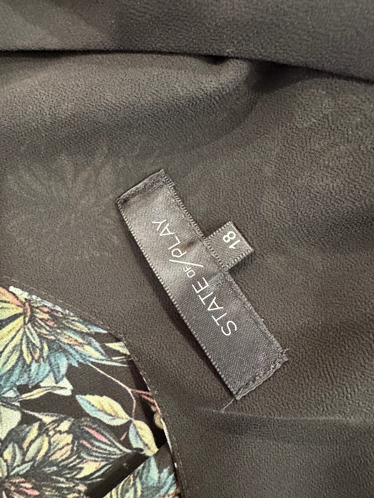 [SALE] State of Play Camisole - Size 18 - Black with multicolored floral pattern