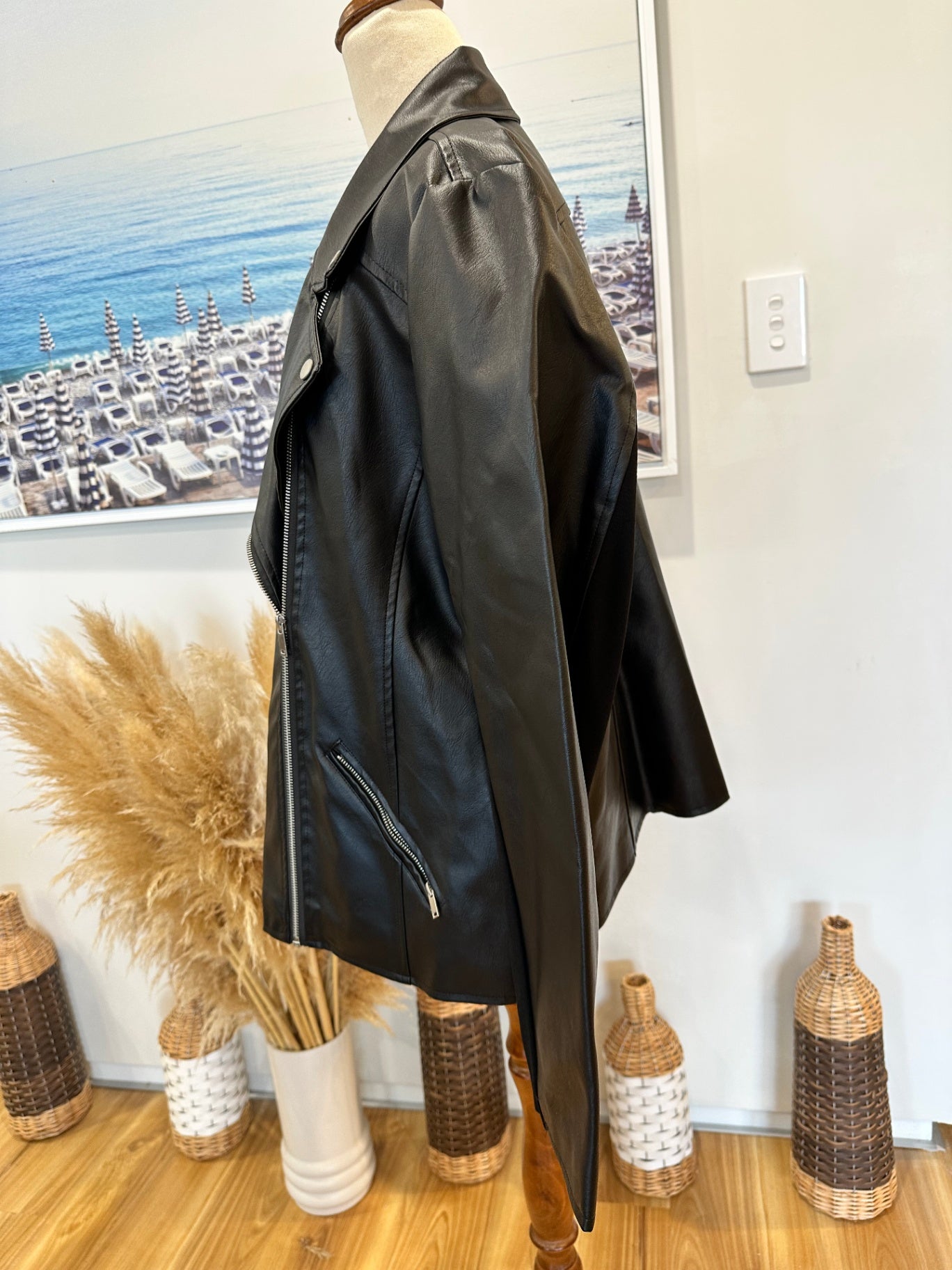 Faux Leather Jacket - Black - Size 18 [New without tags]