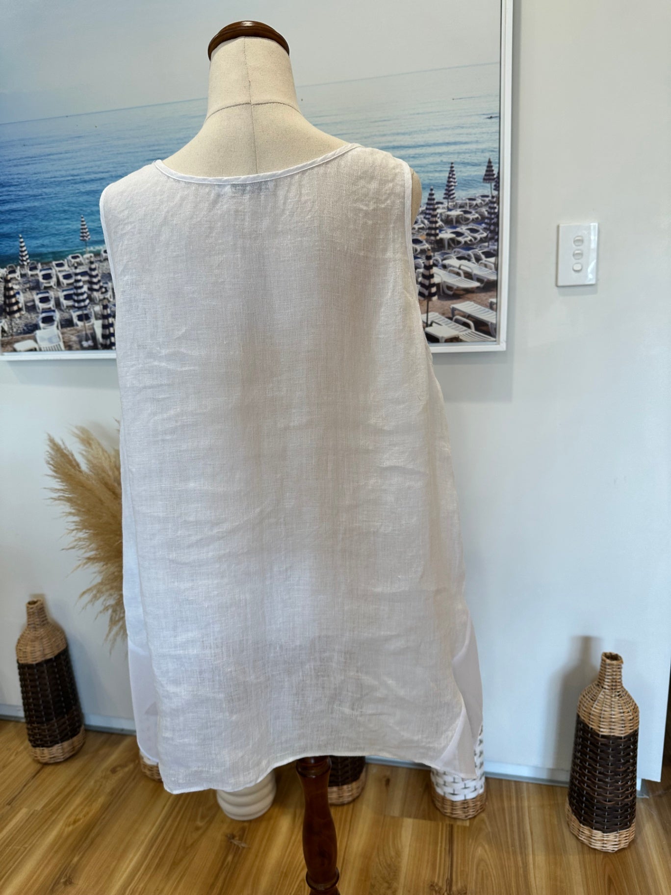 [SALE] Soeur - Blouse - Large - Cream / White - 100% Linen