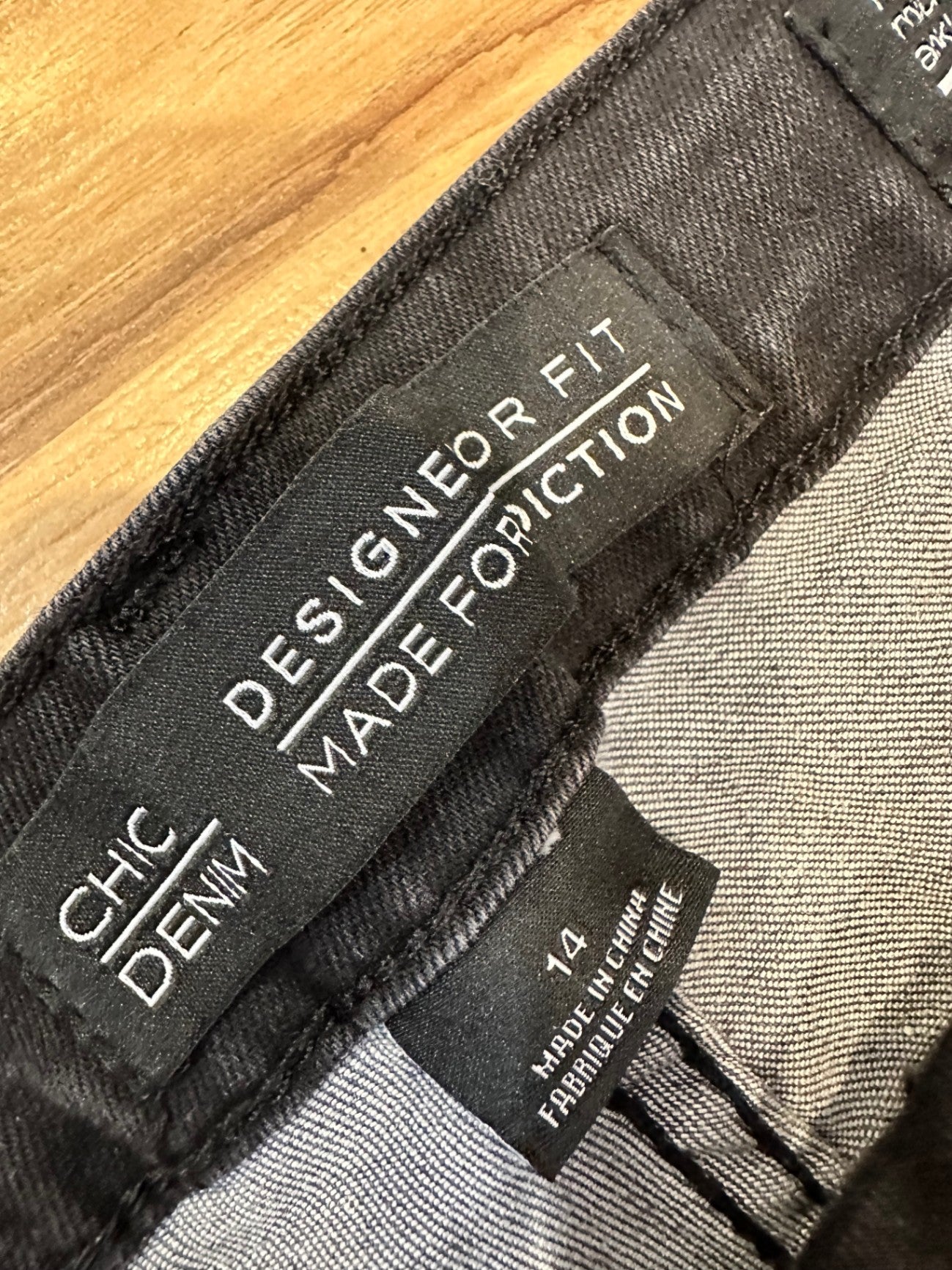 City Chic - Black + Grey Jeans - Size 14 [New without tags]