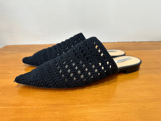 Country Road - Crochet Inspired Slides - Size 42 - Black