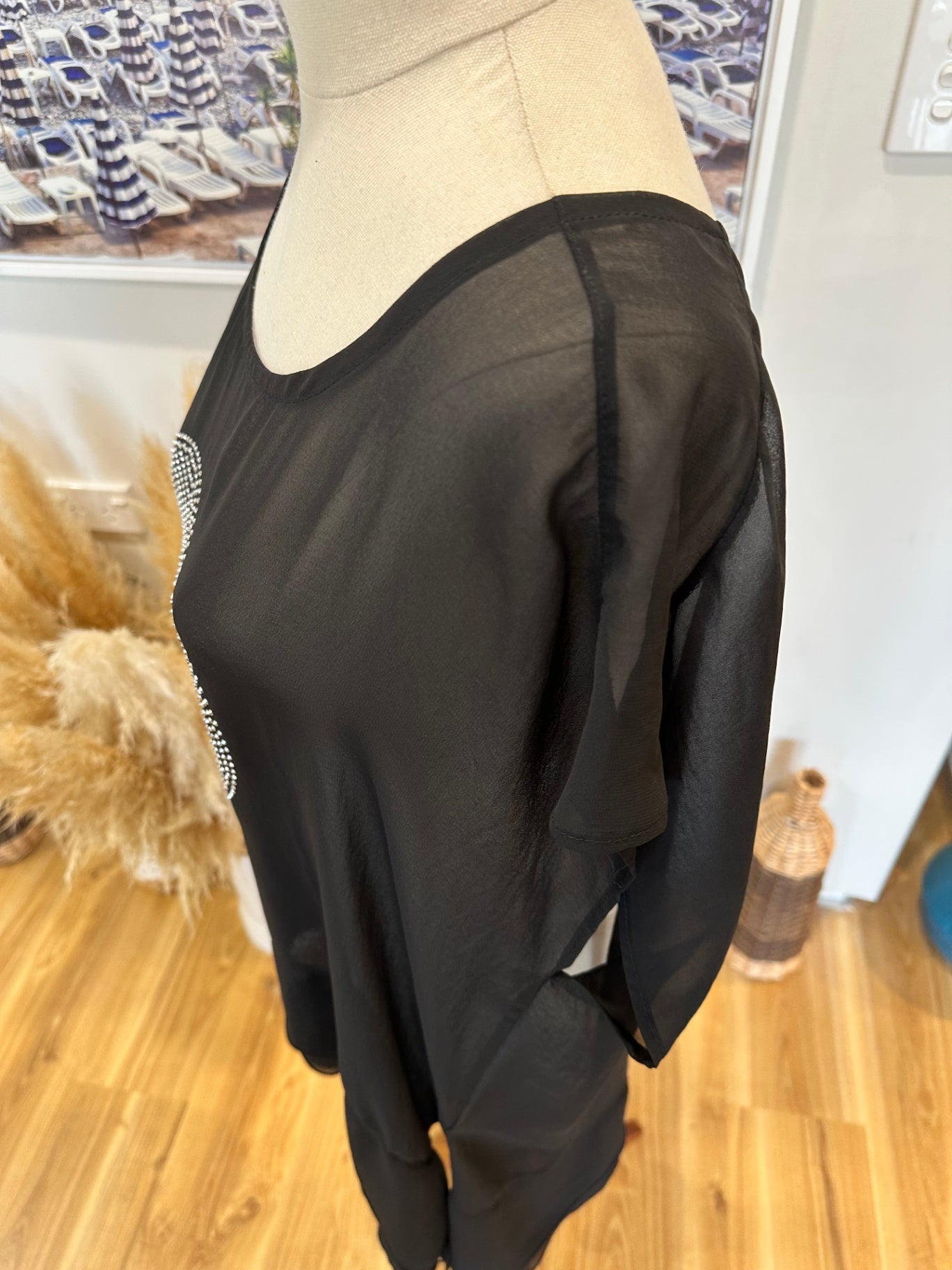 Cashews - Black blouse with Diamante feature [New without tags]