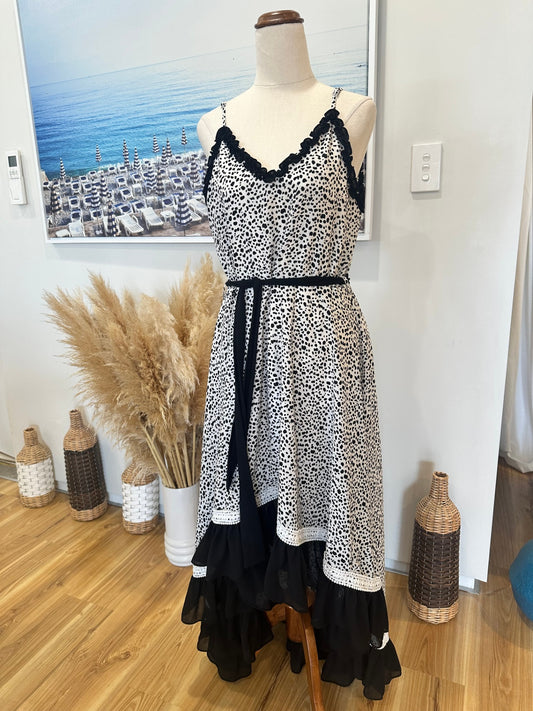 Augustine Dress - Large - Black + White Flamenco Dress