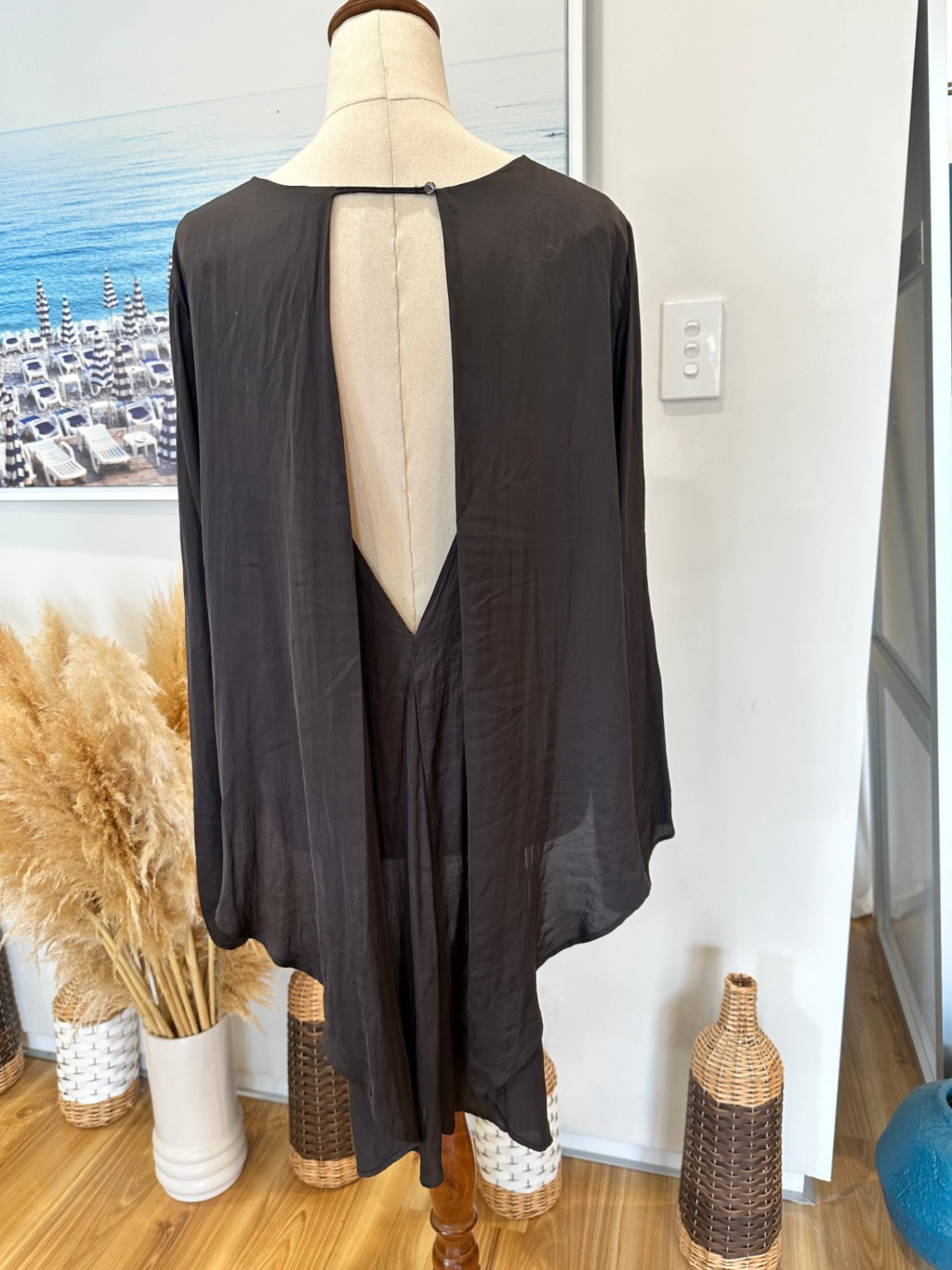 [SALE] Zara - Longsleeve Blouse - Large - Grey / Black