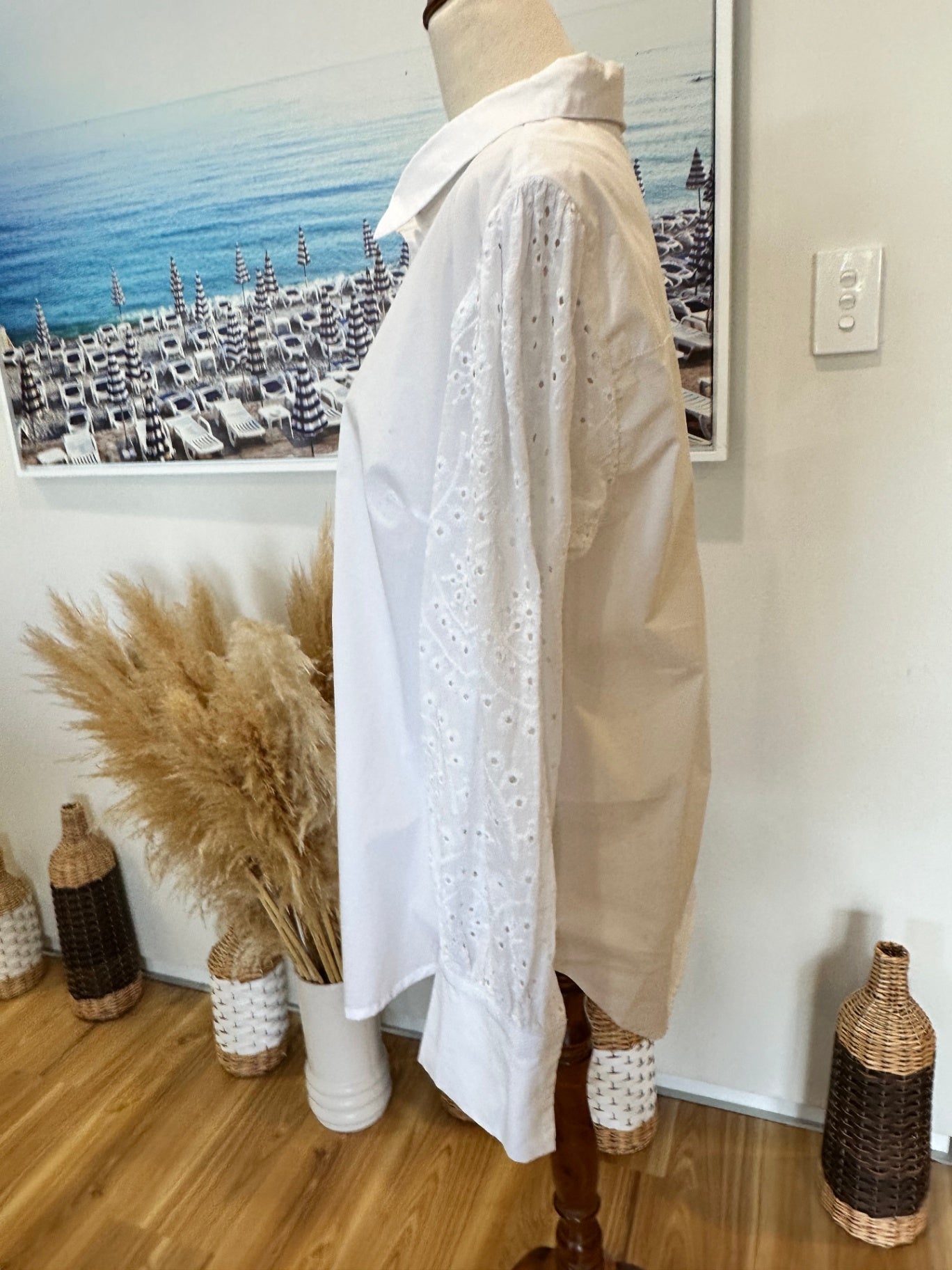 [SALE] Lemon Tree - Embroidered Long Sleeve Shirt - Size 14 - White