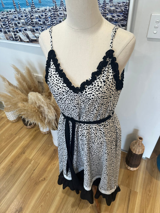 Augustine Dress - Large - Black + White Flamenco Dress