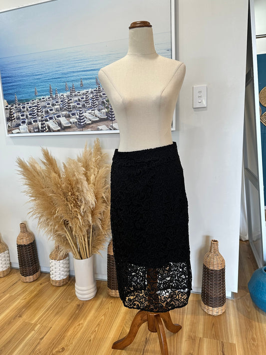 [SALE] Max - Midi Skirt - Size 10 - Black Lace