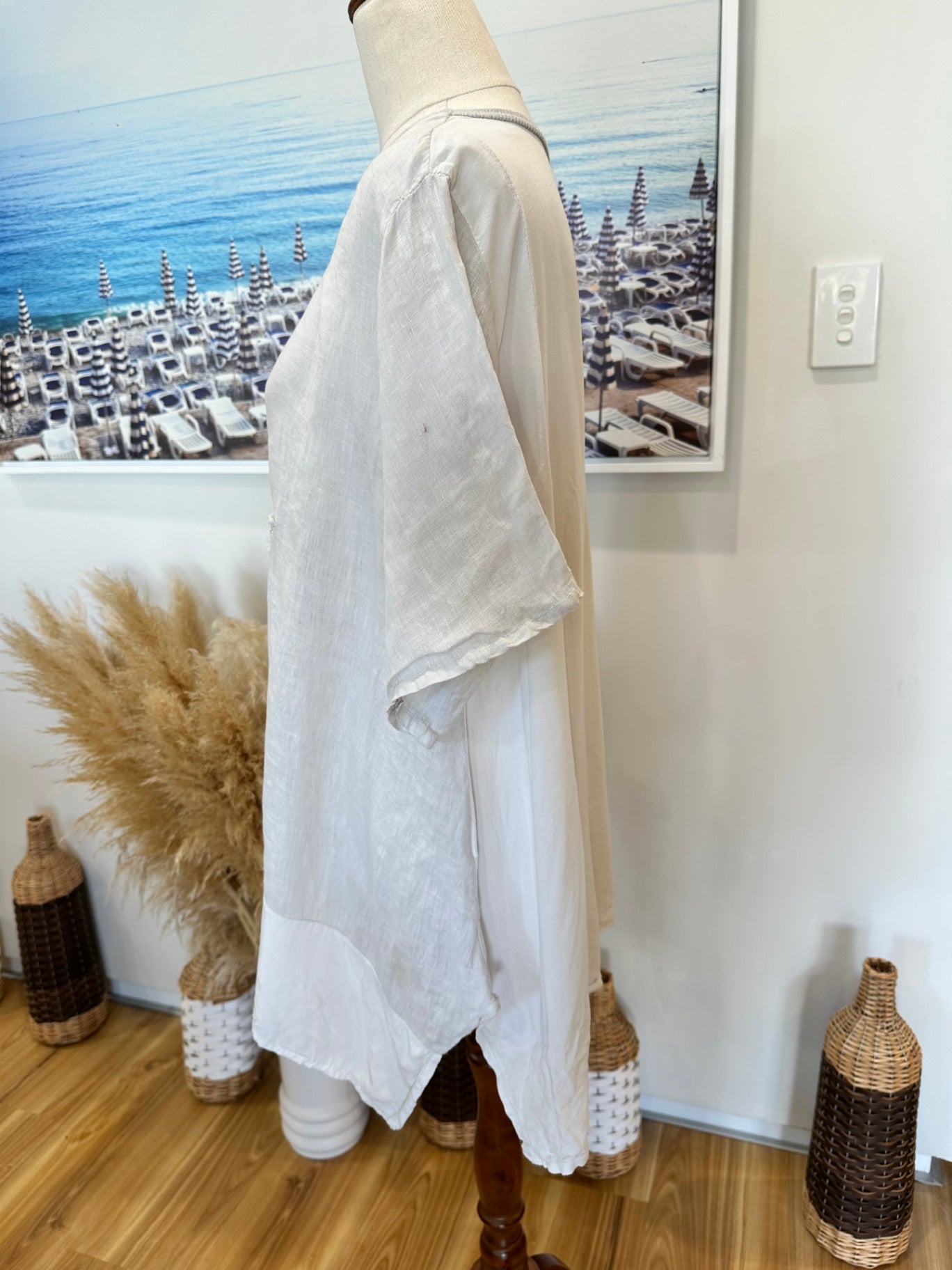 New Collection Blouse - Large - White + Silver w Sequin Star