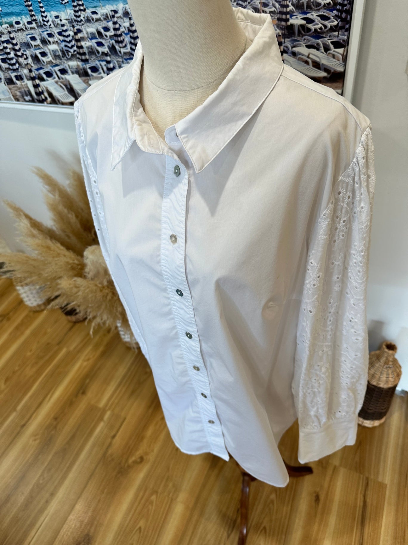 [SALE] Lemon Tree - Embroidered Long Sleeve Shirt - Size 14 - White