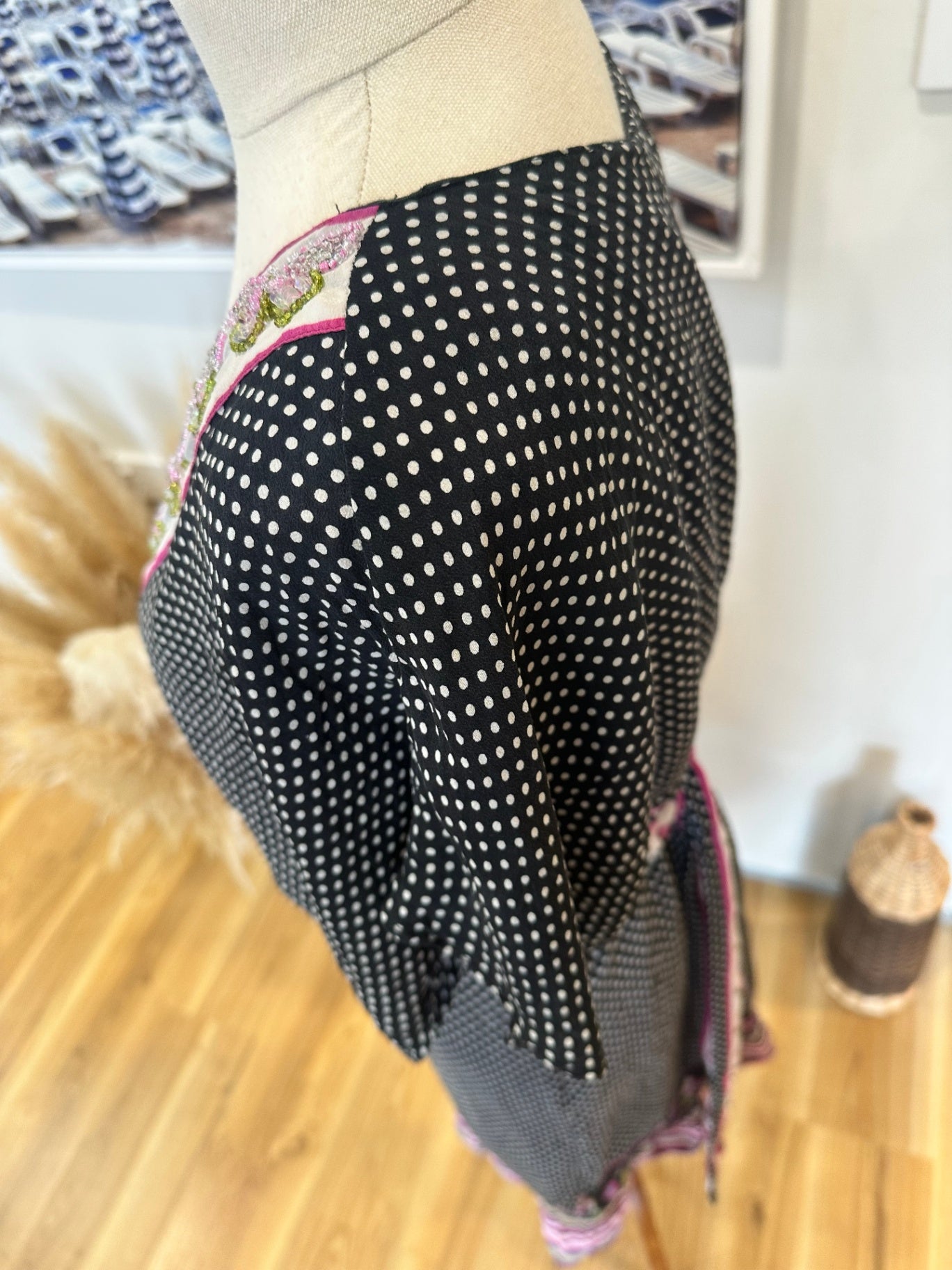 [SALE] Uttam London - Dress - Medium / Large - Black with pink and green accents