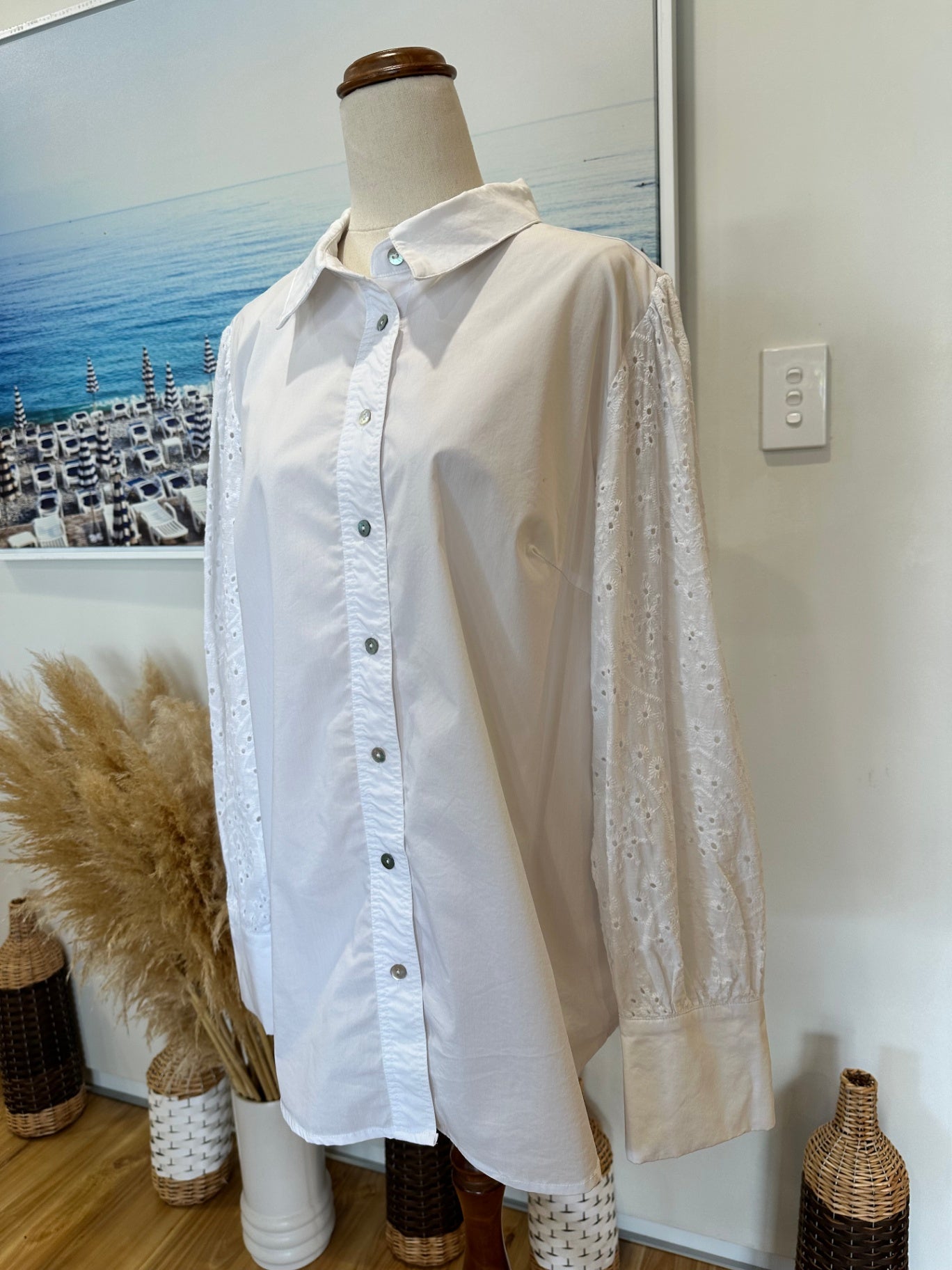 [SALE] Lemon Tree - Embroidered Long Sleeve Shirt - Size 14 - White