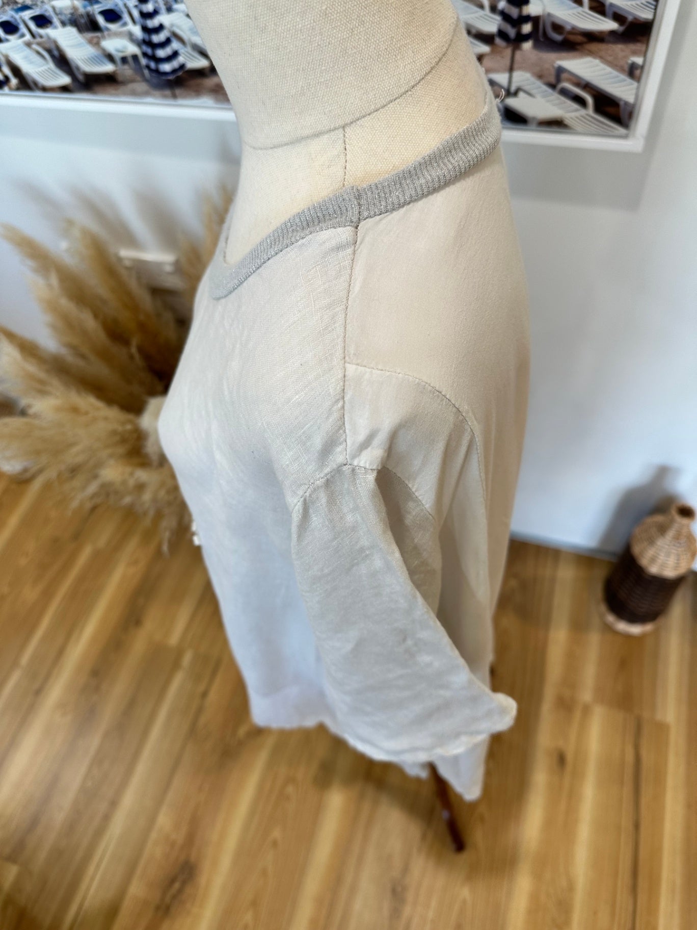 New Collection Blouse - Large - White + Silver w Sequin Star