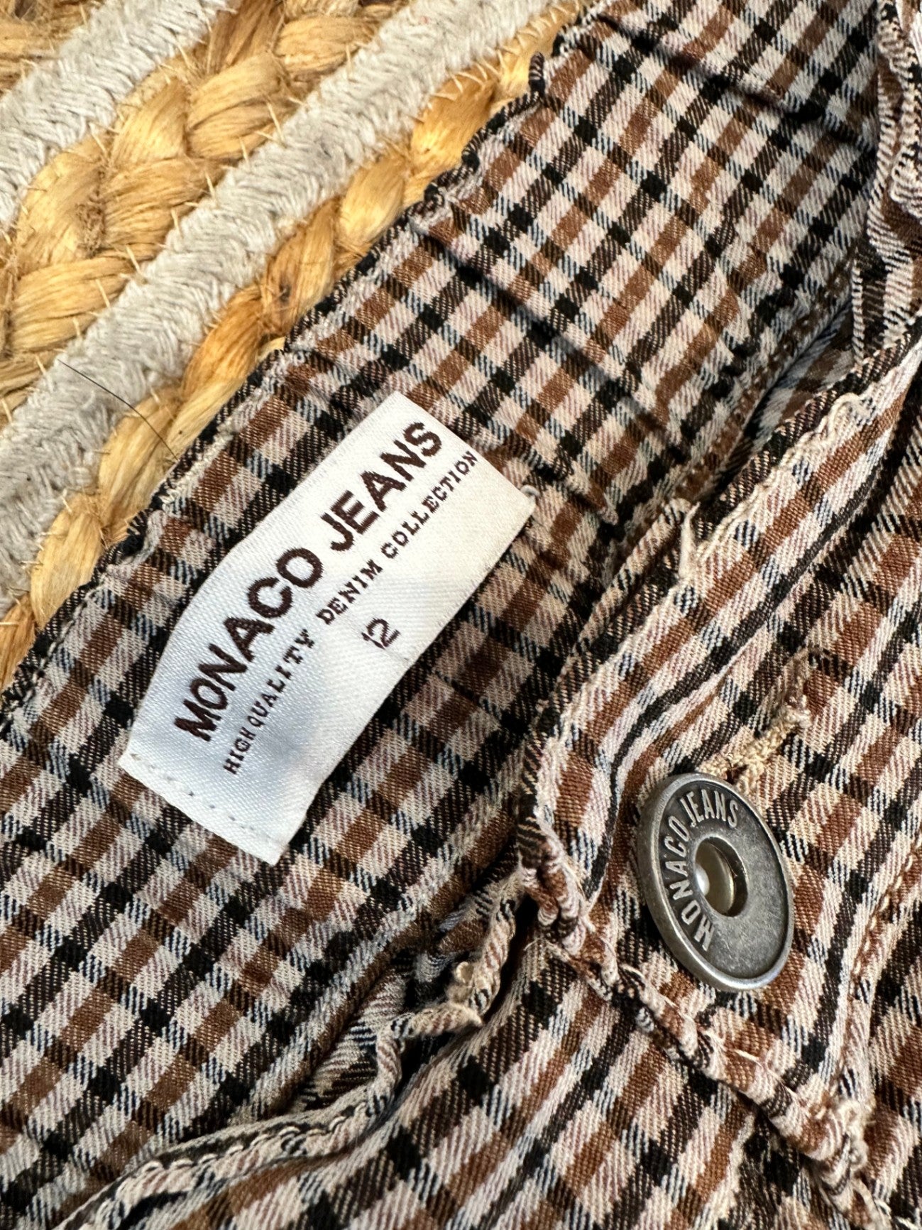 Monaco Jeans - Pants - Size 12 - Brown and black checkered