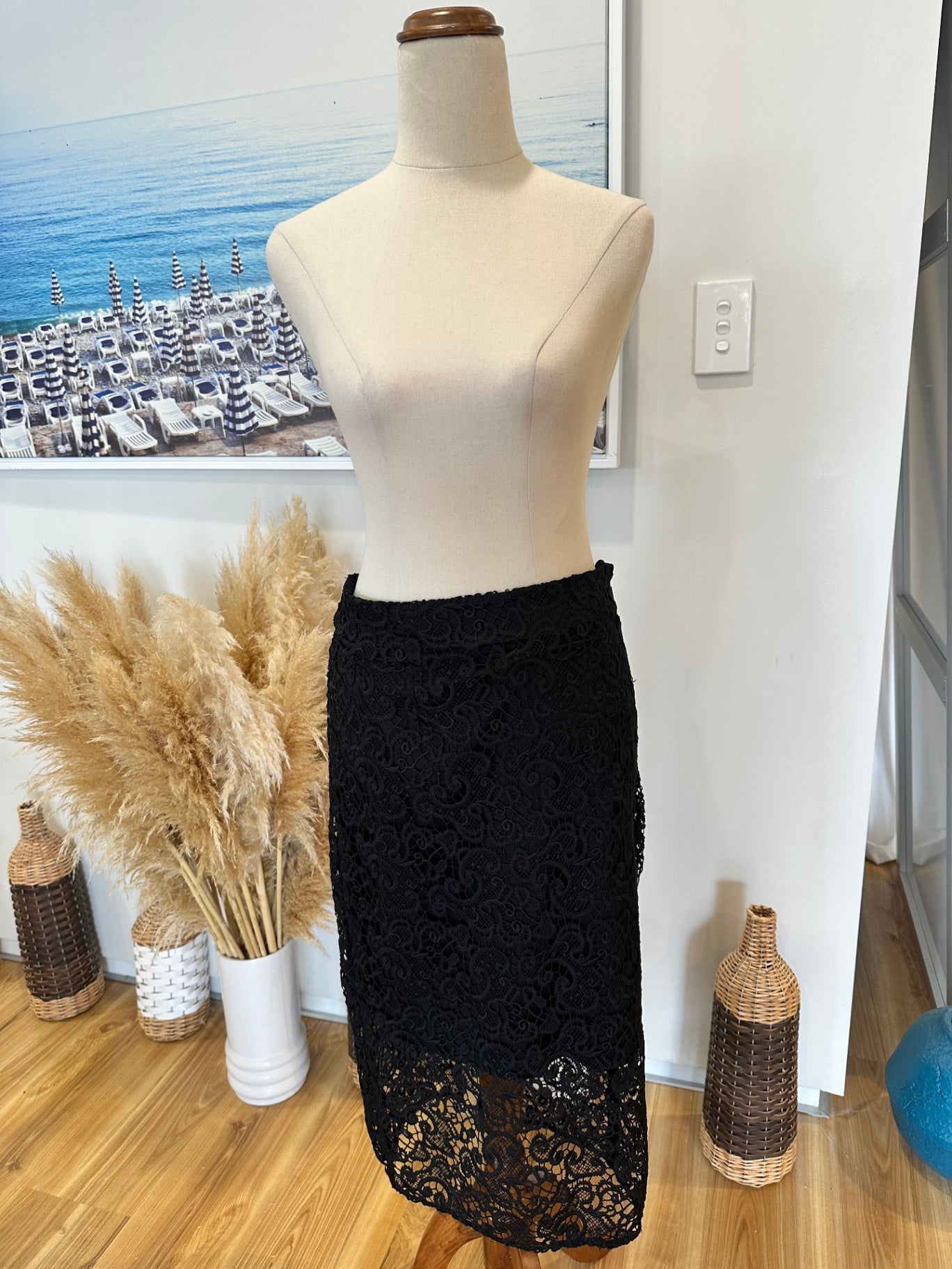 [SALE] Max - Midi Skirt - Size 10 - Black Lace