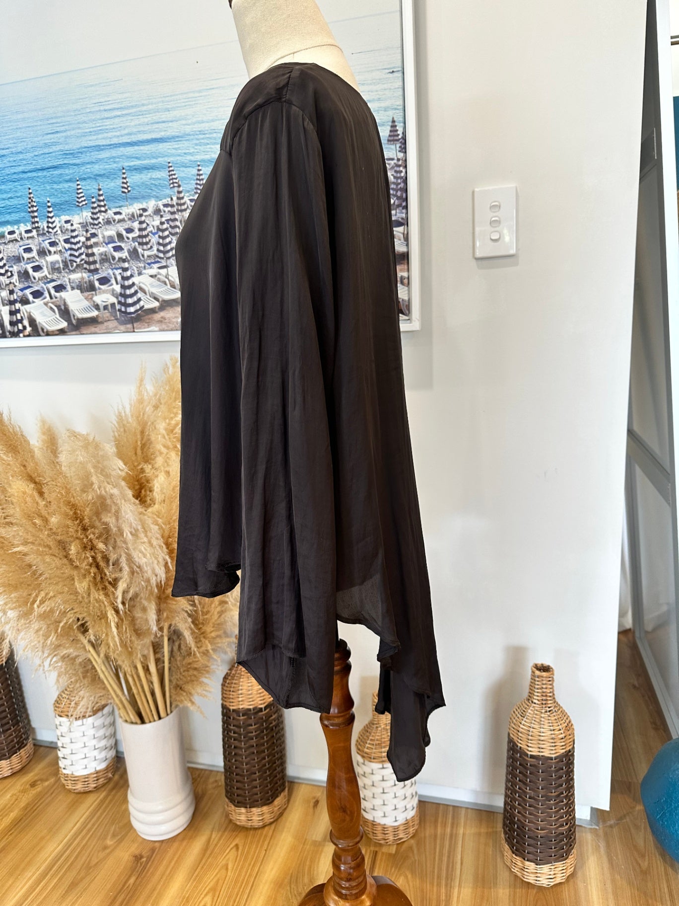 [SALE] Zara - Longsleeve Blouse - Large - Grey / Black