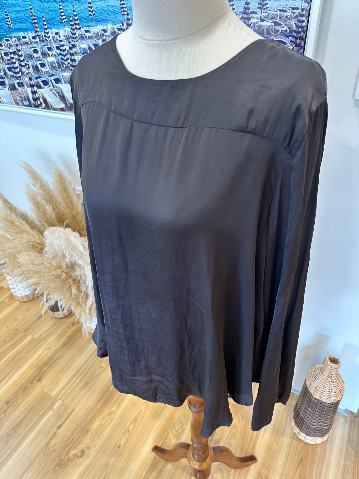 [SALE] Zara - Longsleeve Blouse - Large - Grey / Black
