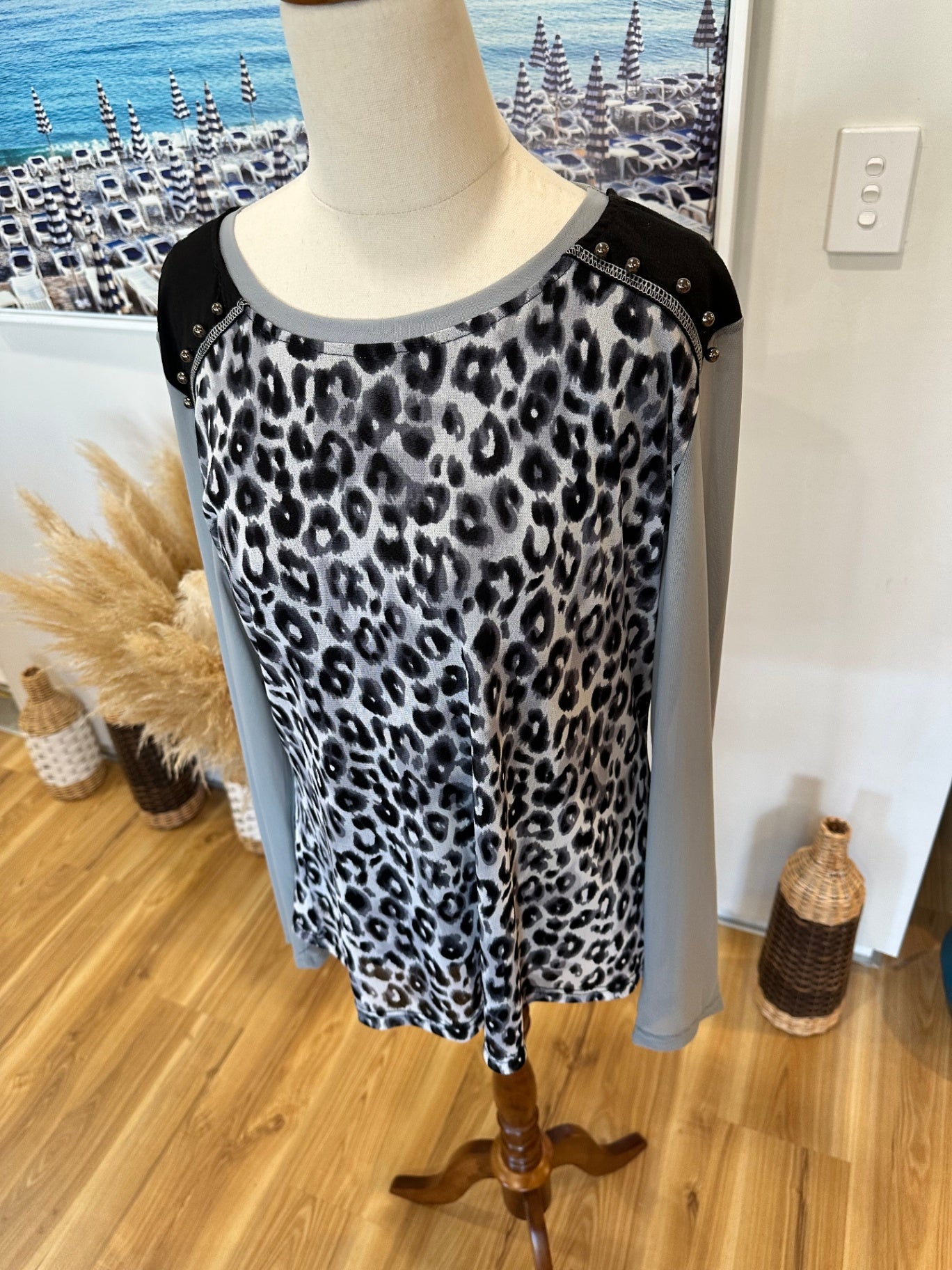 La Strada Blouse - Large / Extra Large - Black and white