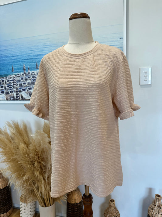 Beige T-Shirt with Thrill Shoulders - Large