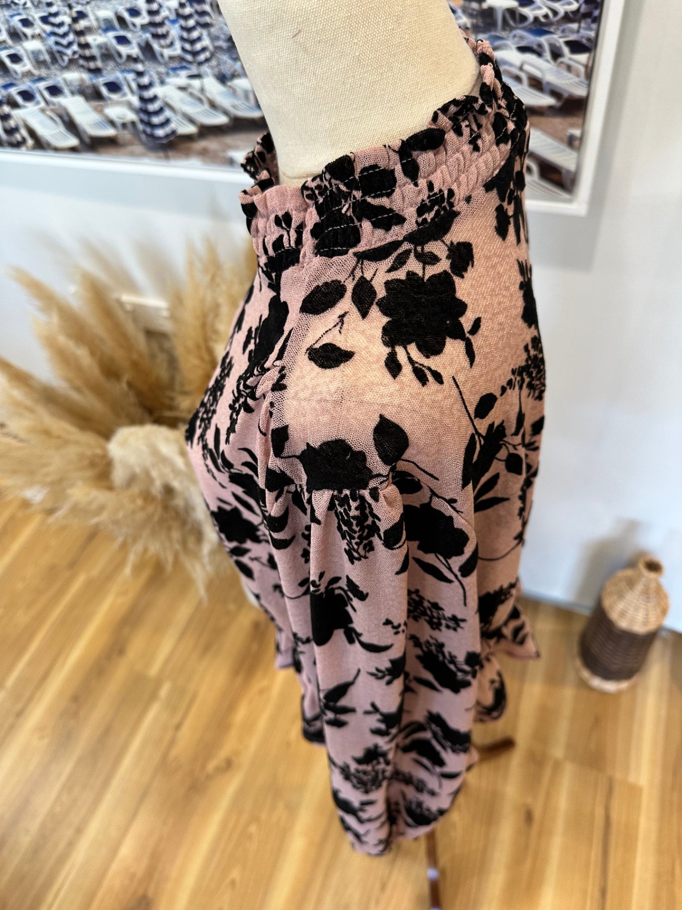 Caroline Morgan Blouse - Size 12 - Rose Pink and Black