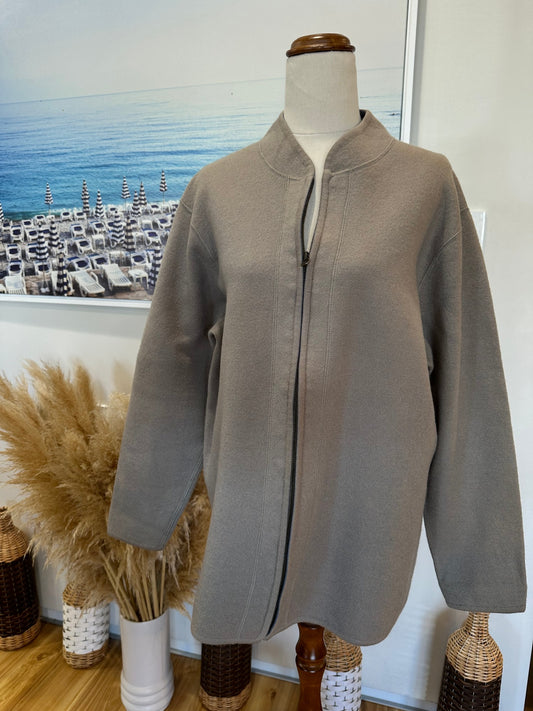 Fields Woman - 100% Wool Jacket - Small / Medium - Grey + Blue