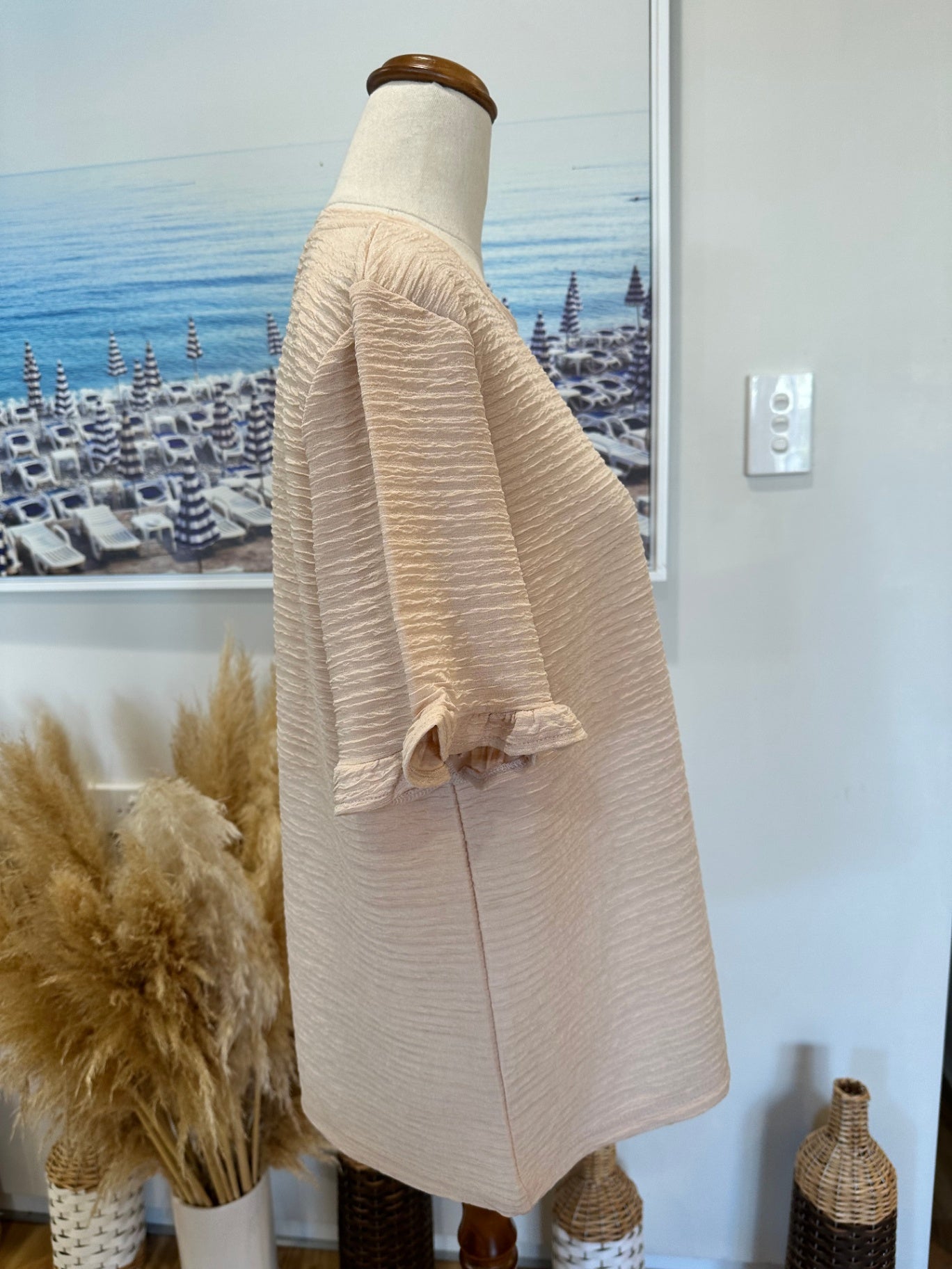Beige T-Shirt with Thrill Shoulders - Large