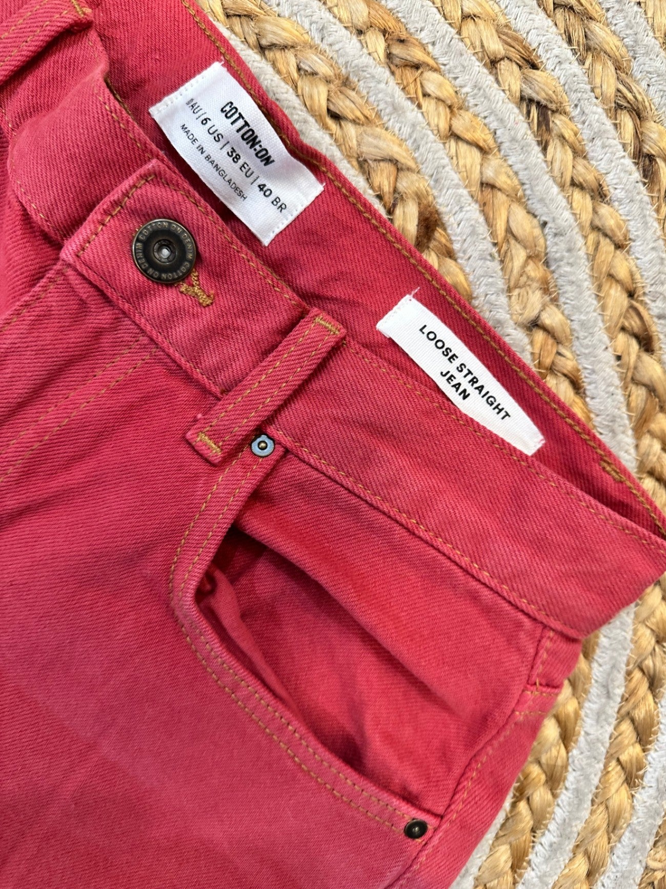 Cotton On - Wide Leg Jeans - Size 10 - Red
