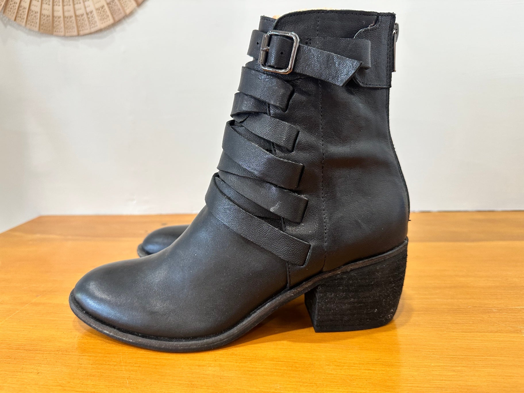 Midas - Black Leather Boots - Size EU 38 